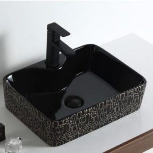 Rectangular Black and Gold Outlined Sink