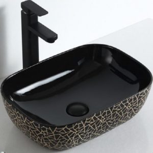 Black and Gold Pattern Engraved Sink