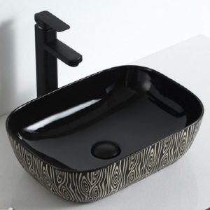 Black Pattern Engraved Sink