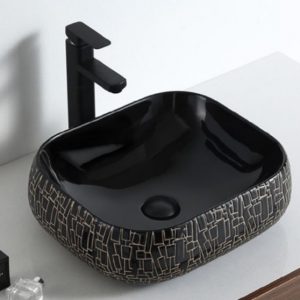 Black Pattern Engraved Sink