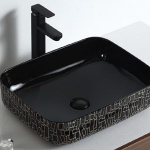 Rectangular Black Pattern Engraved