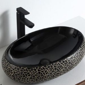 Oval Black and Gold Outlined Sink