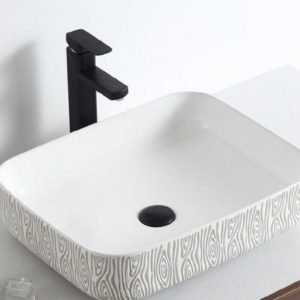 Rectangular White ( Pattern Engraved ) Sink