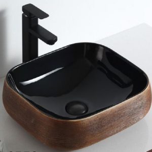 Wooden and Black Sink