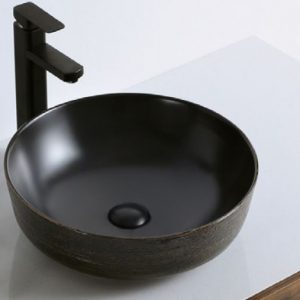Circular Black Wooden Style Sink