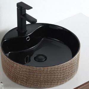 Circular Black and Beige ( Patterned ) Sink