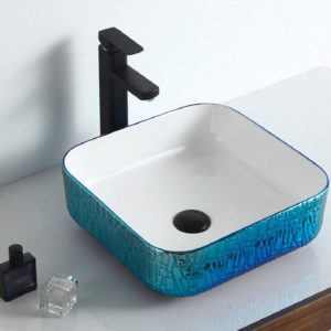 Shiny Turquoise and White Sink