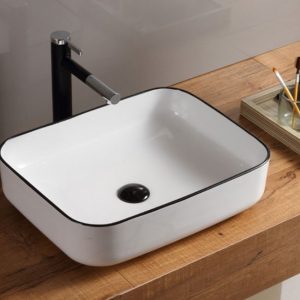 Rectangular Black and White Sink