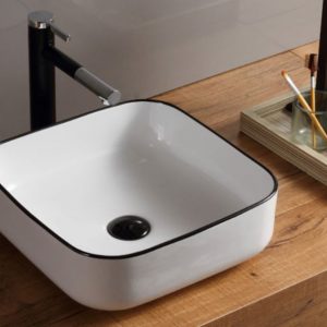 Square Black and White Sink