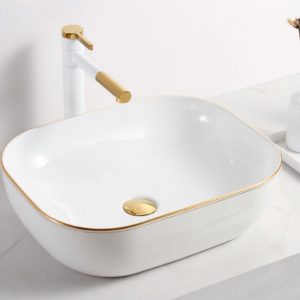 White and Gold Outlined Sink