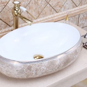 Oval Shaped light Brown Stone Pattern