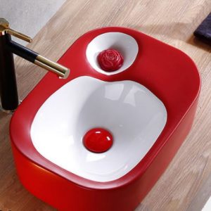 Modern Red and White Sink