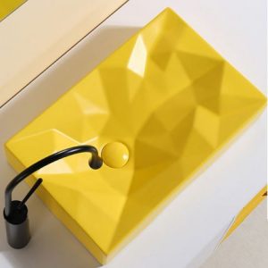 Rectangular Yellow Pattern Engraved Sink