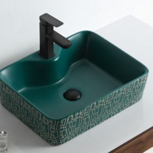 Dark Turquoise Pattern Engraved Sink