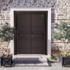 Double Door Brown Security Door
