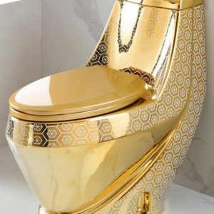 Gold Patterned Bathroom Set