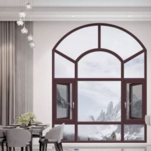 Brown/Wooden Arch Window